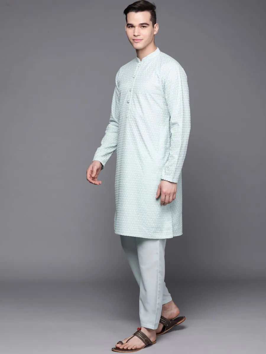 Ethnic Motifs Embroidered Chikankari Kurta with Trousers