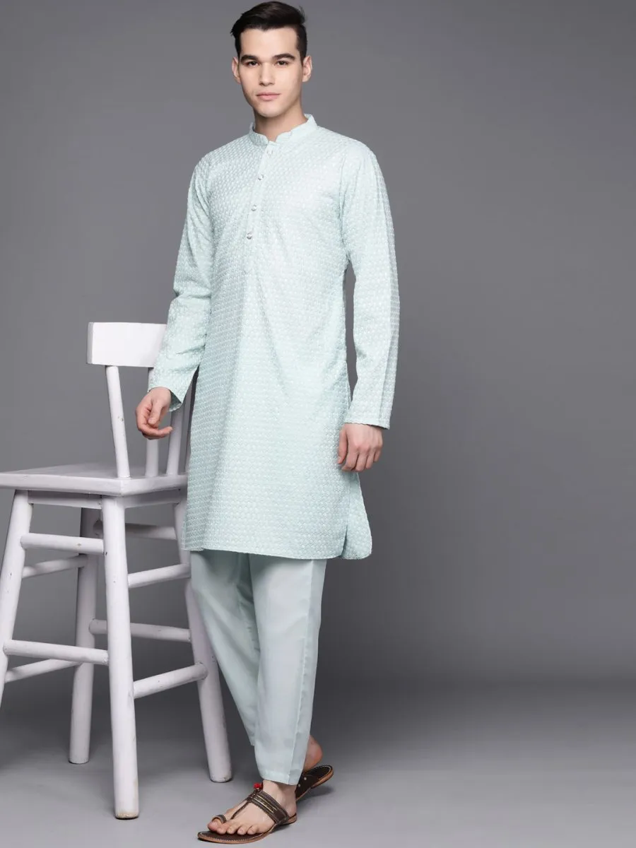 Ethnic Motifs Embroidered Chikankari Kurta with Trousers