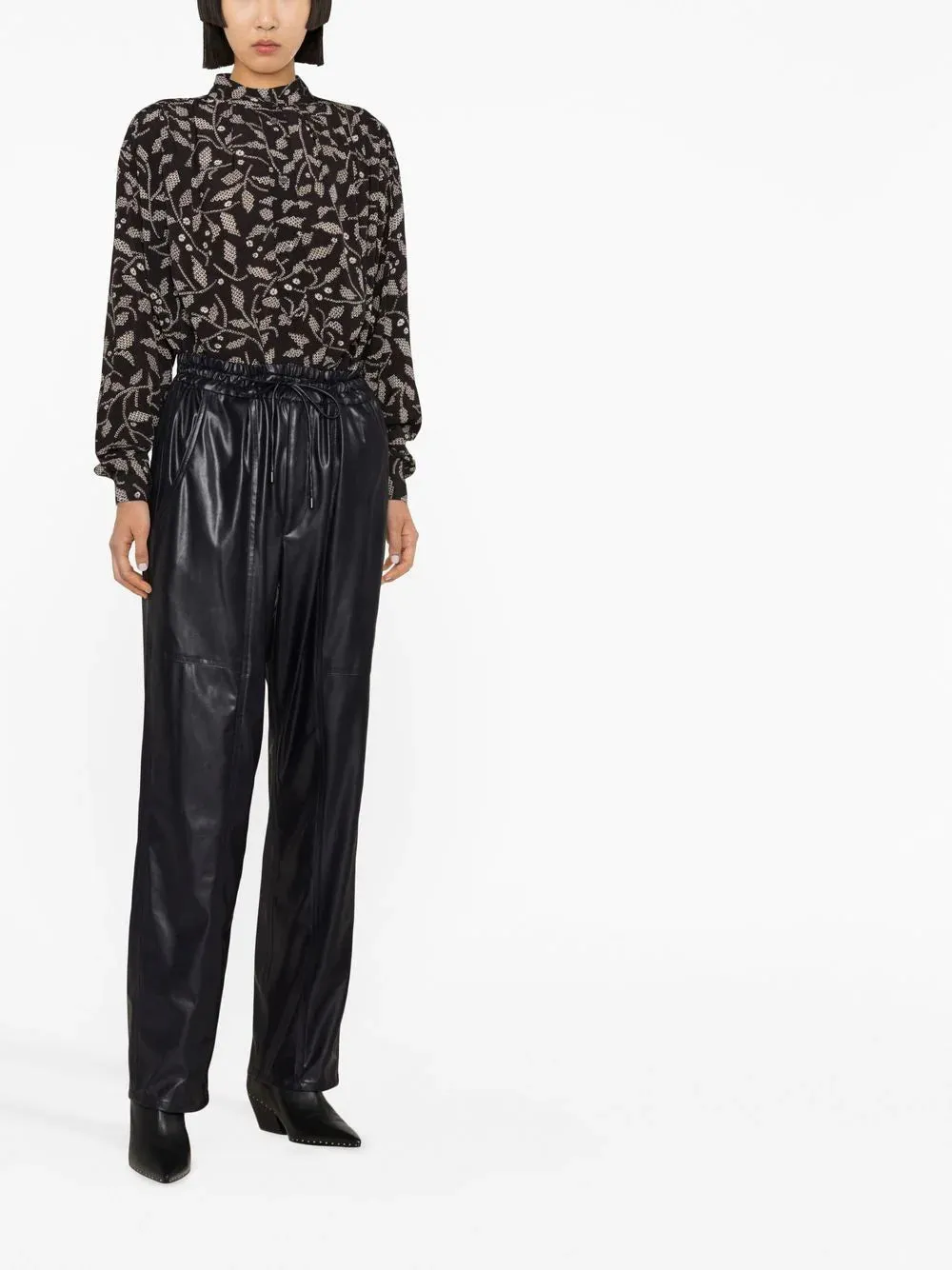 FAUX-LEATHER STRAIGHT TROUSERS