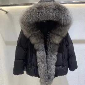 Fox Big Fur Collar Duck Down Down Jacket Female