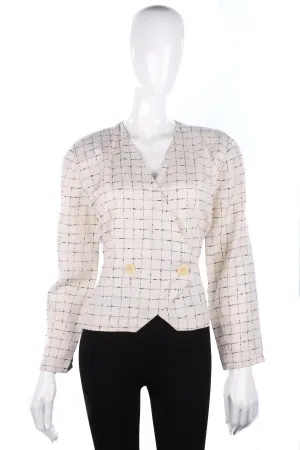 Giorgio Armani silk cream jacket with black check design size M/L