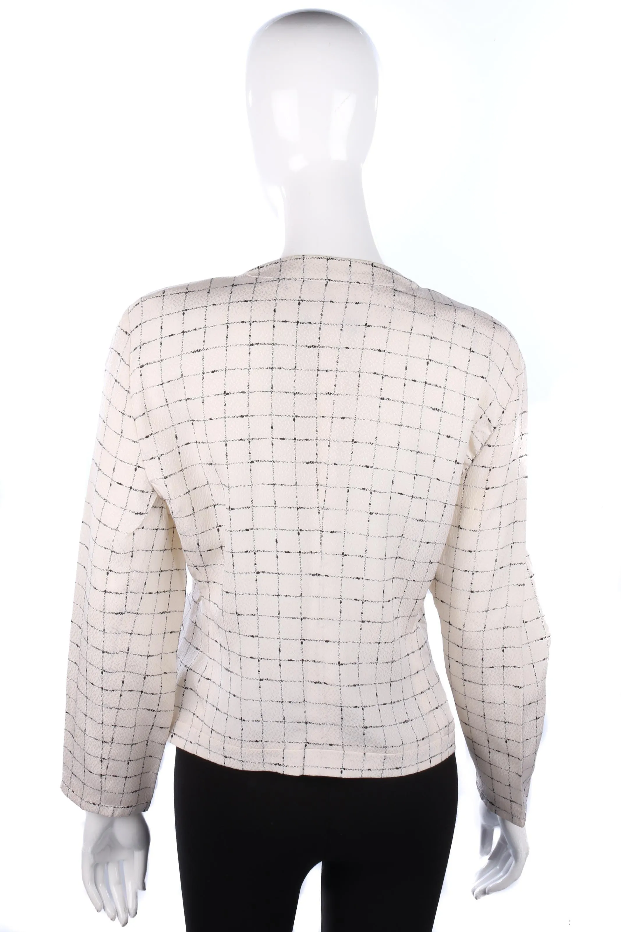 Giorgio Armani silk cream jacket with black check design size M/L