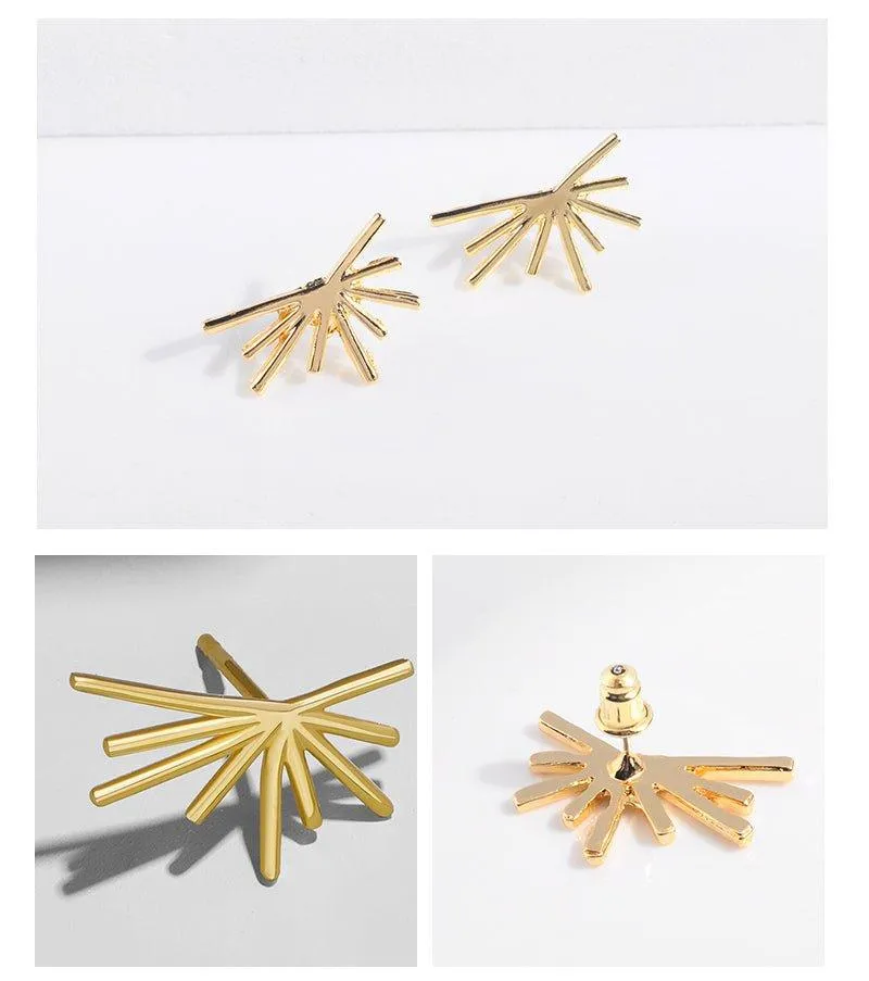 Gold Half Sun Stud Earrings