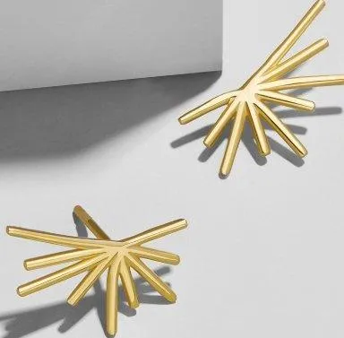 Gold Half Sun Stud Earrings