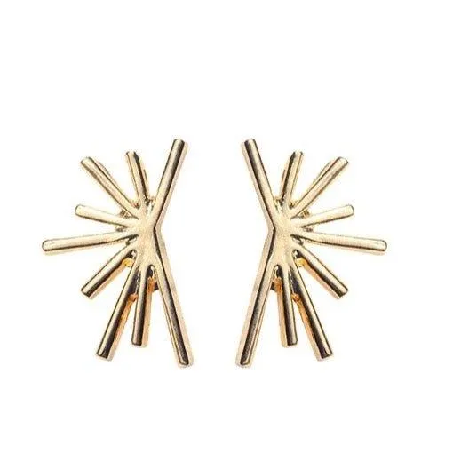 Gold Half Sun Stud Earrings