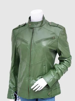 Green Leather Biker Jacket