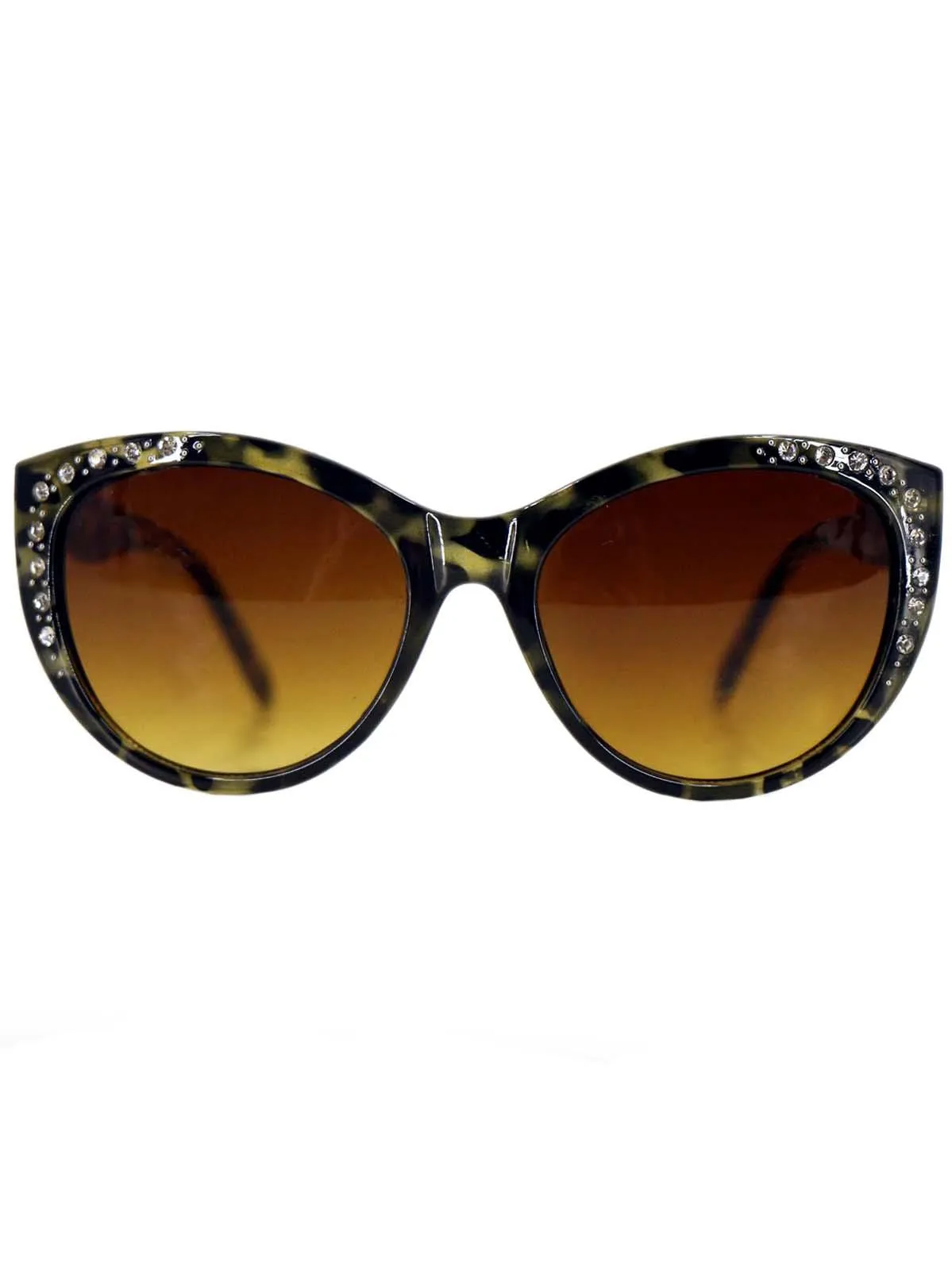 Green Mottled Sunglasses With Diamante Trim