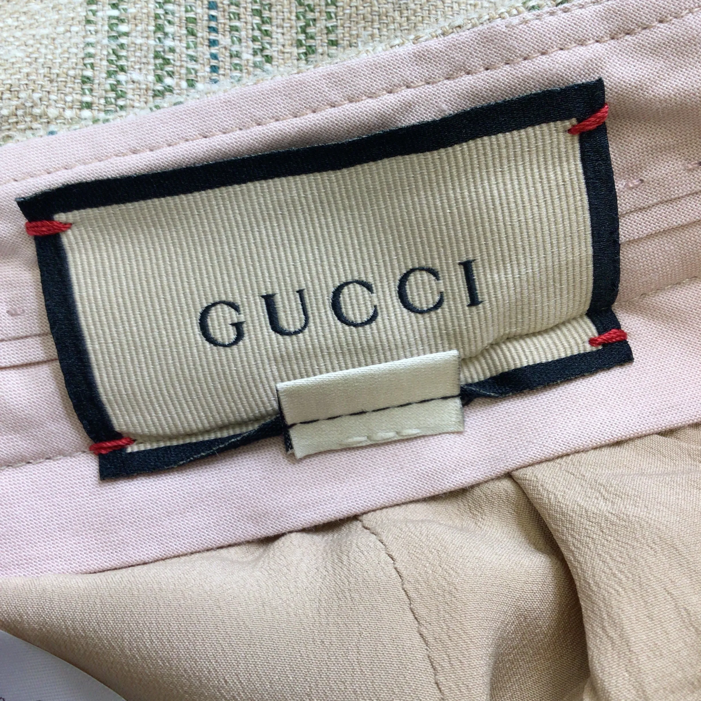 Gucci Beige / Green Check Linen Pant