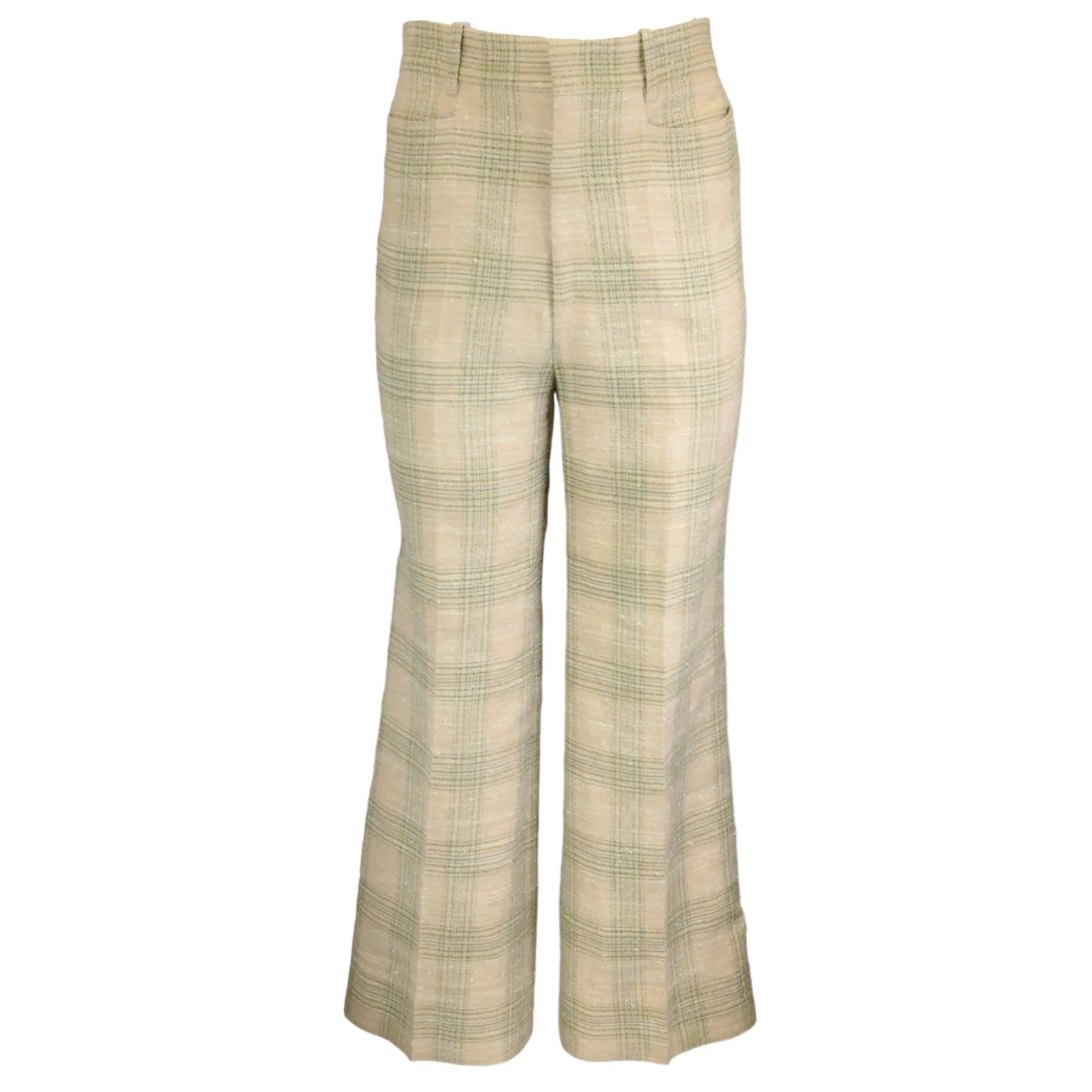 Gucci Beige / Green Check Linen Pant