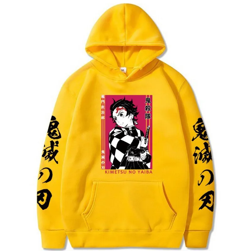 Harajuku Demon Slayer Tanjirou Hoodies Sweashirt Japanese Anime Printed Long Sleeve Black Hoodie Cartoon Pullover Unisex oodie