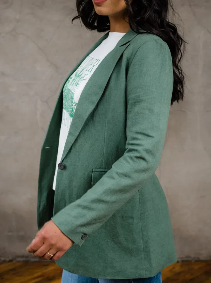 Heather Linen Blazer - Green