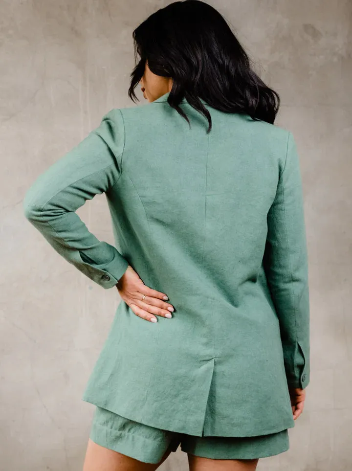 Heather Linen Blazer - Green