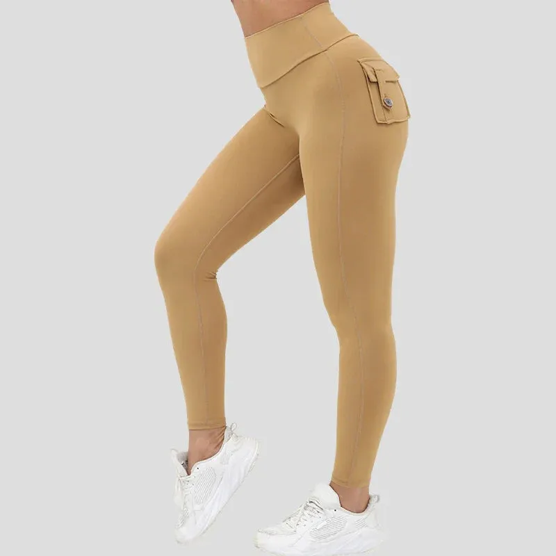 High Waist Yoga Pants with Pockets for Fitness Running and Sports