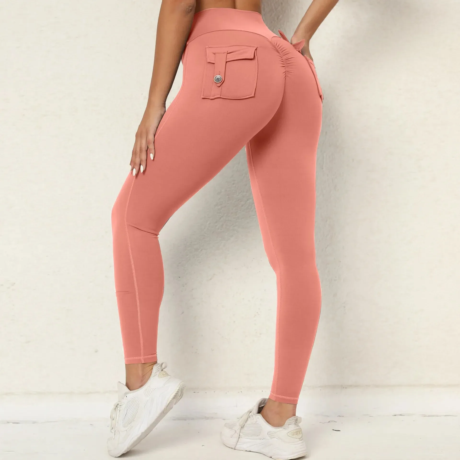 High Waist Yoga Pants with Pockets for Fitness Running and Sports