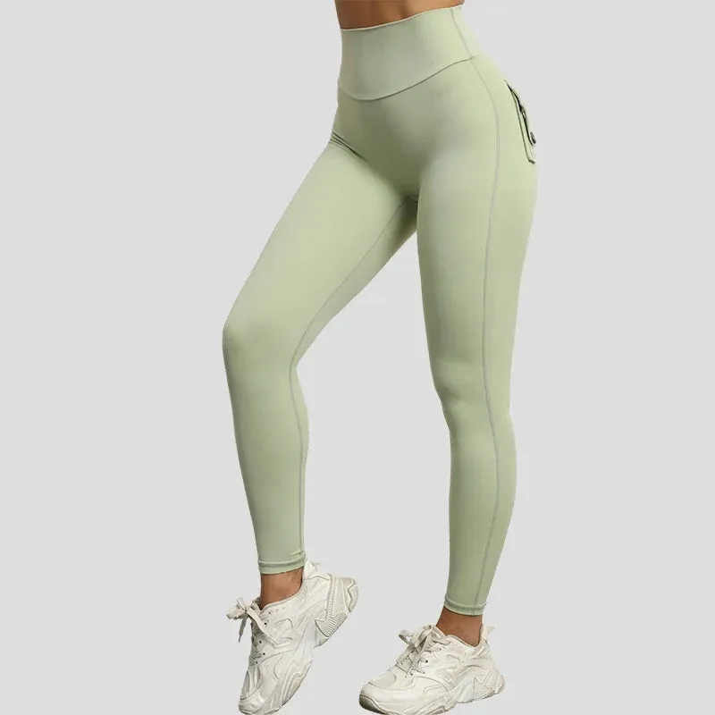 High Waist Yoga Pants with Pockets for Fitness Running and Sports