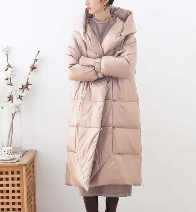 Hooded Winter Puffer Coat Long Irregular Winter Women Down Jacket 61008