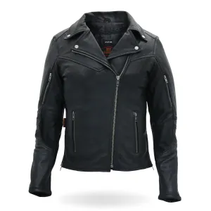 Hot Leathers JKL1029 Ladies Leather Motorcycle Concealed carry Biker Jacket with Vents and Side Zippers