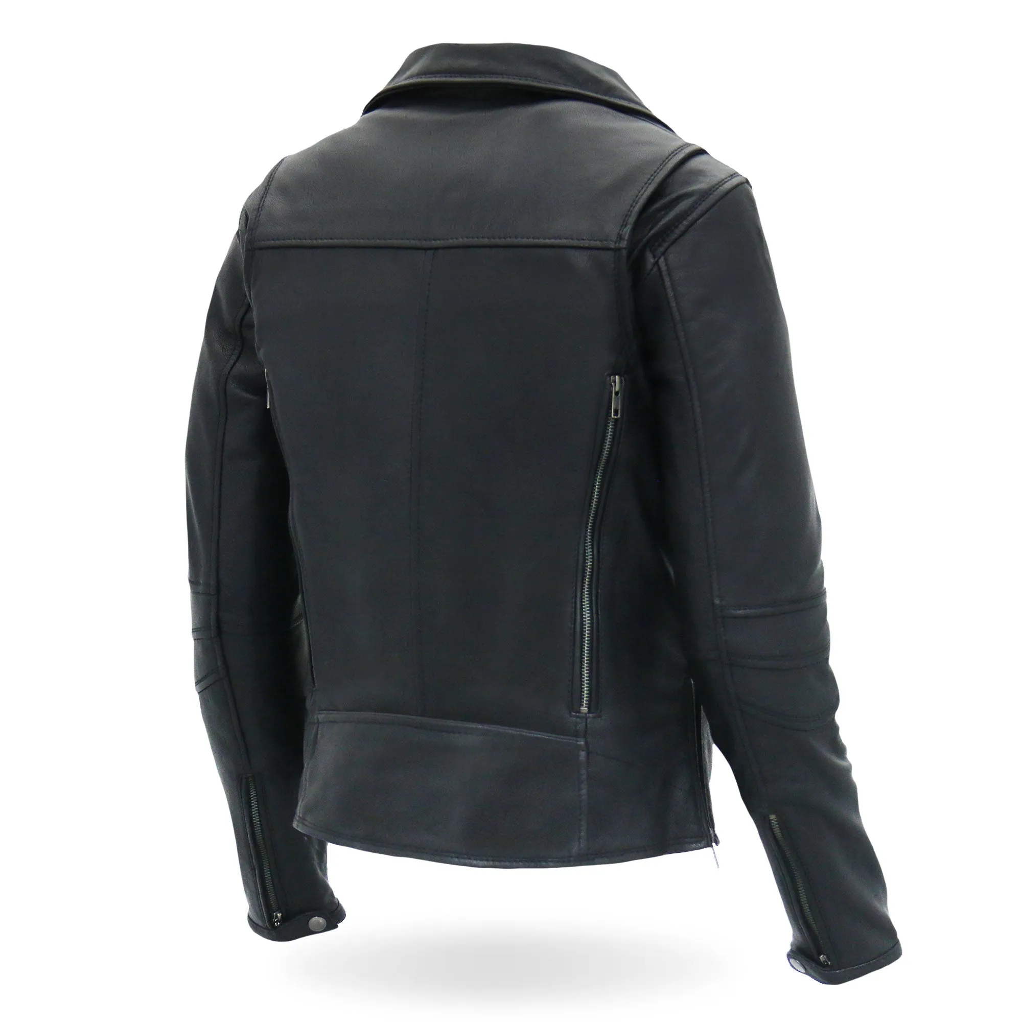 Hot Leathers JKL1029 Ladies Leather Motorcycle Concealed carry Biker Jacket with Vents and Side Zippers