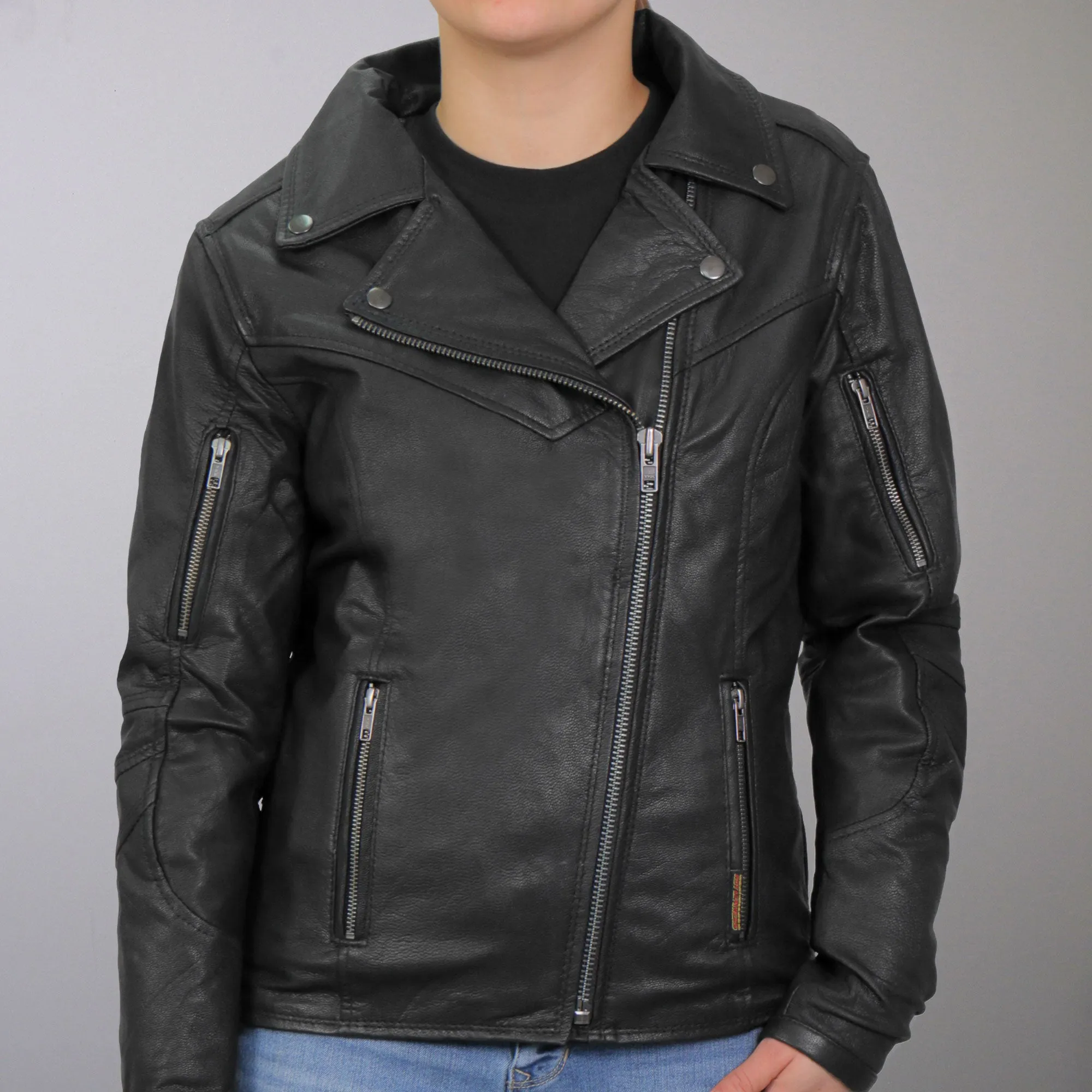 Hot Leathers JKL1029 Ladies Leather Motorcycle Concealed carry Biker Jacket with Vents and Side Zippers