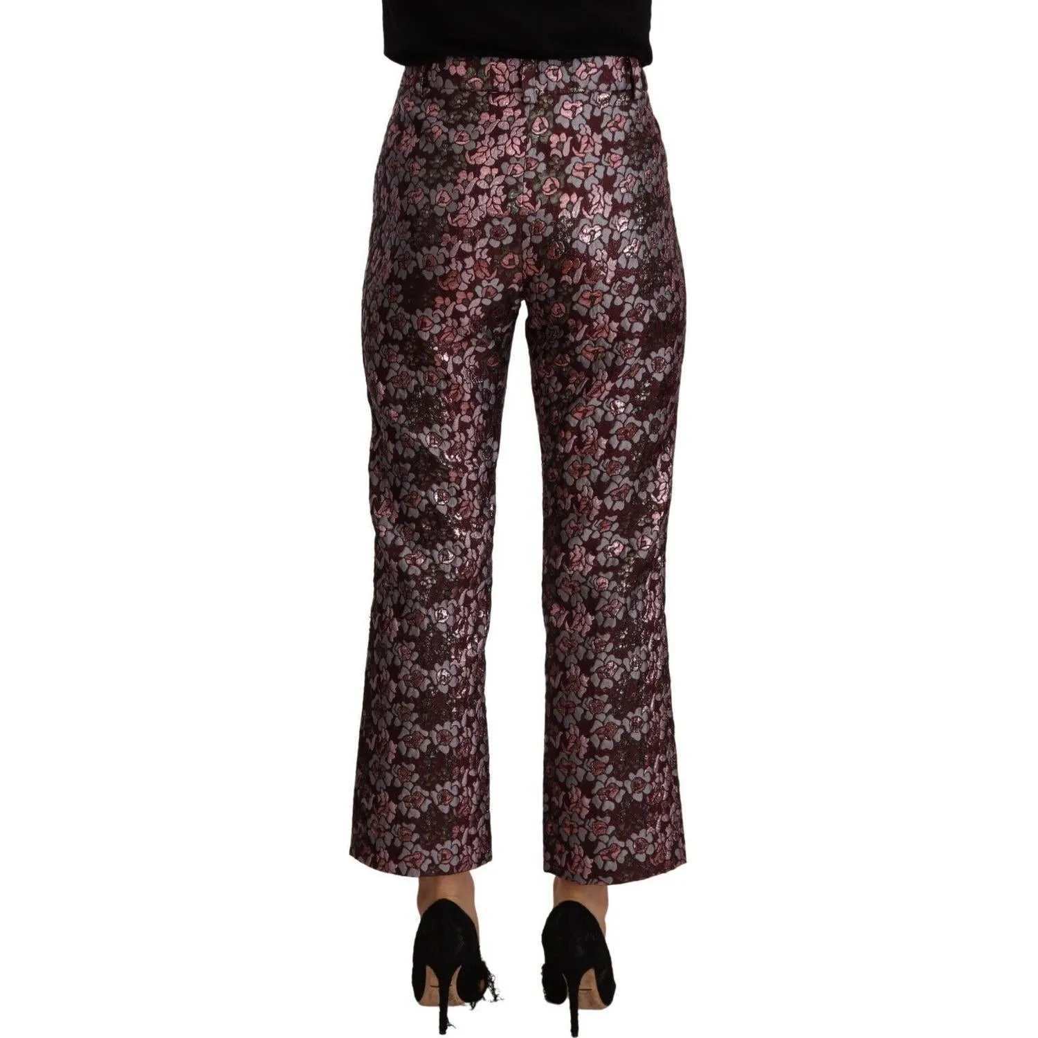 House of Holland High Waist Jacquard Flared Cropped Trousers