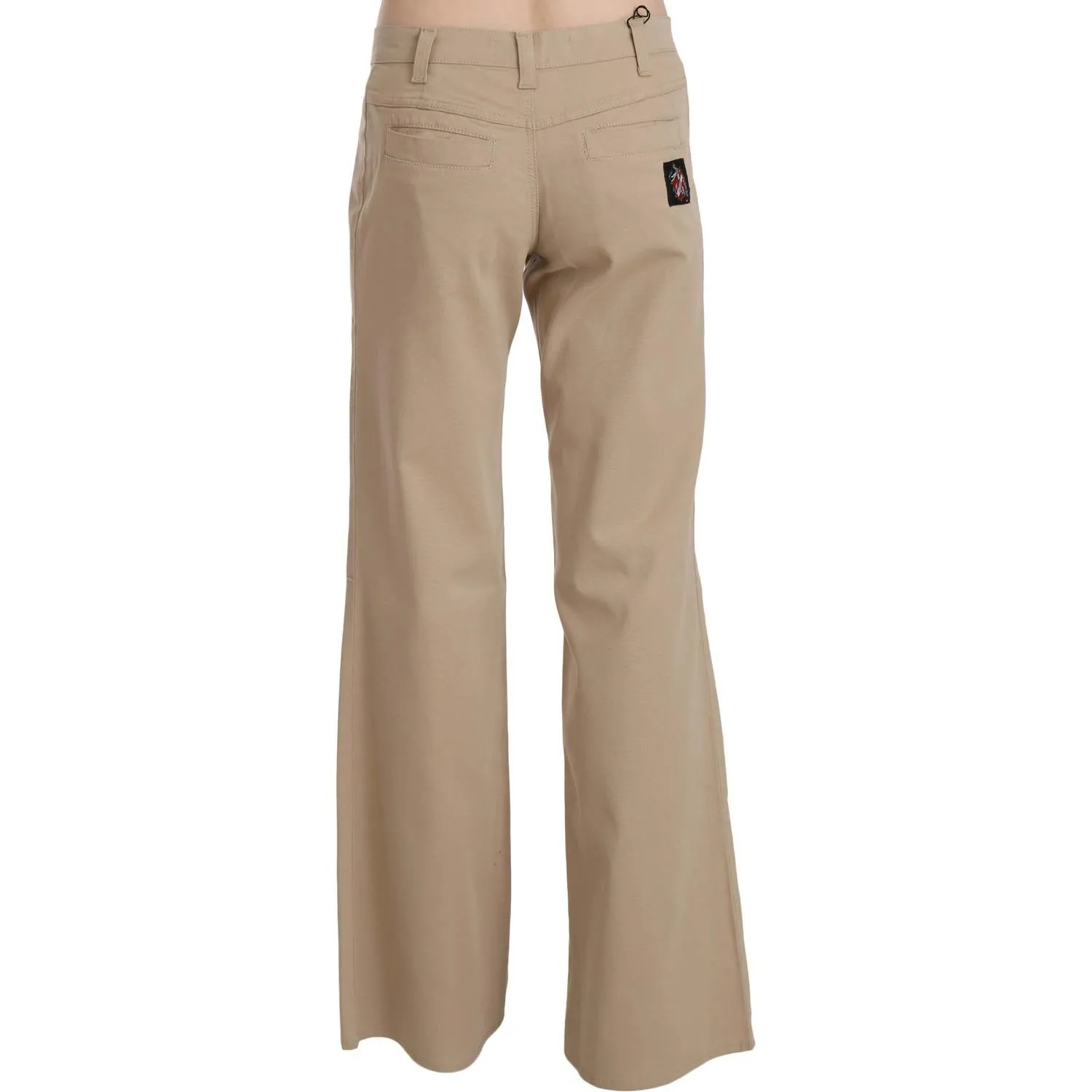 Just Cavalli Beige Mid Waist Flared Luxury Trousers