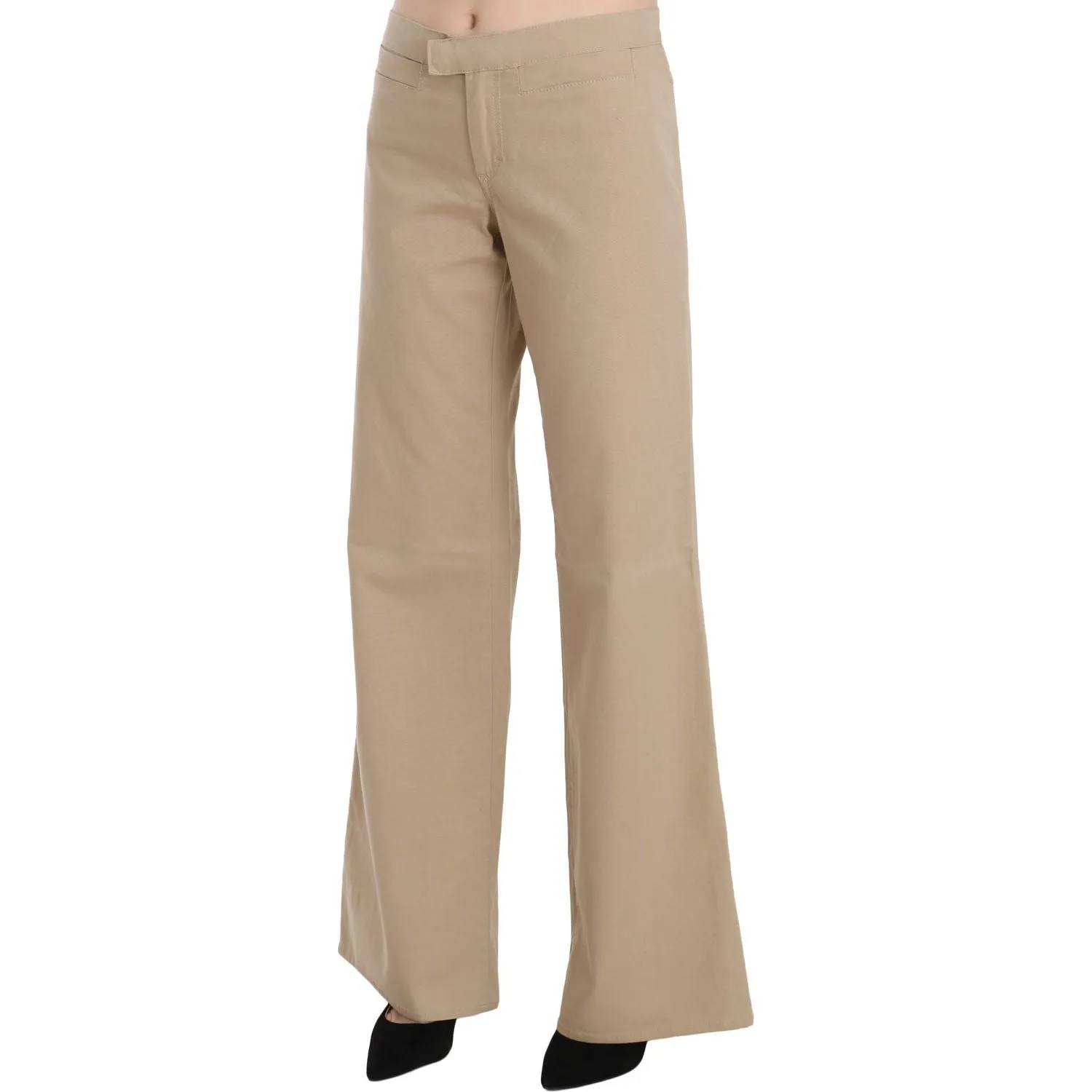 Just Cavalli Beige Mid Waist Flared Luxury Trousers