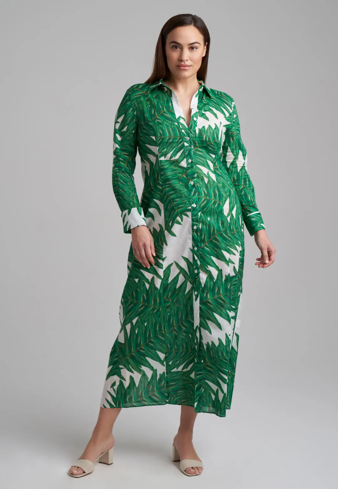 Kathe Cotton Dress in Queen Palm