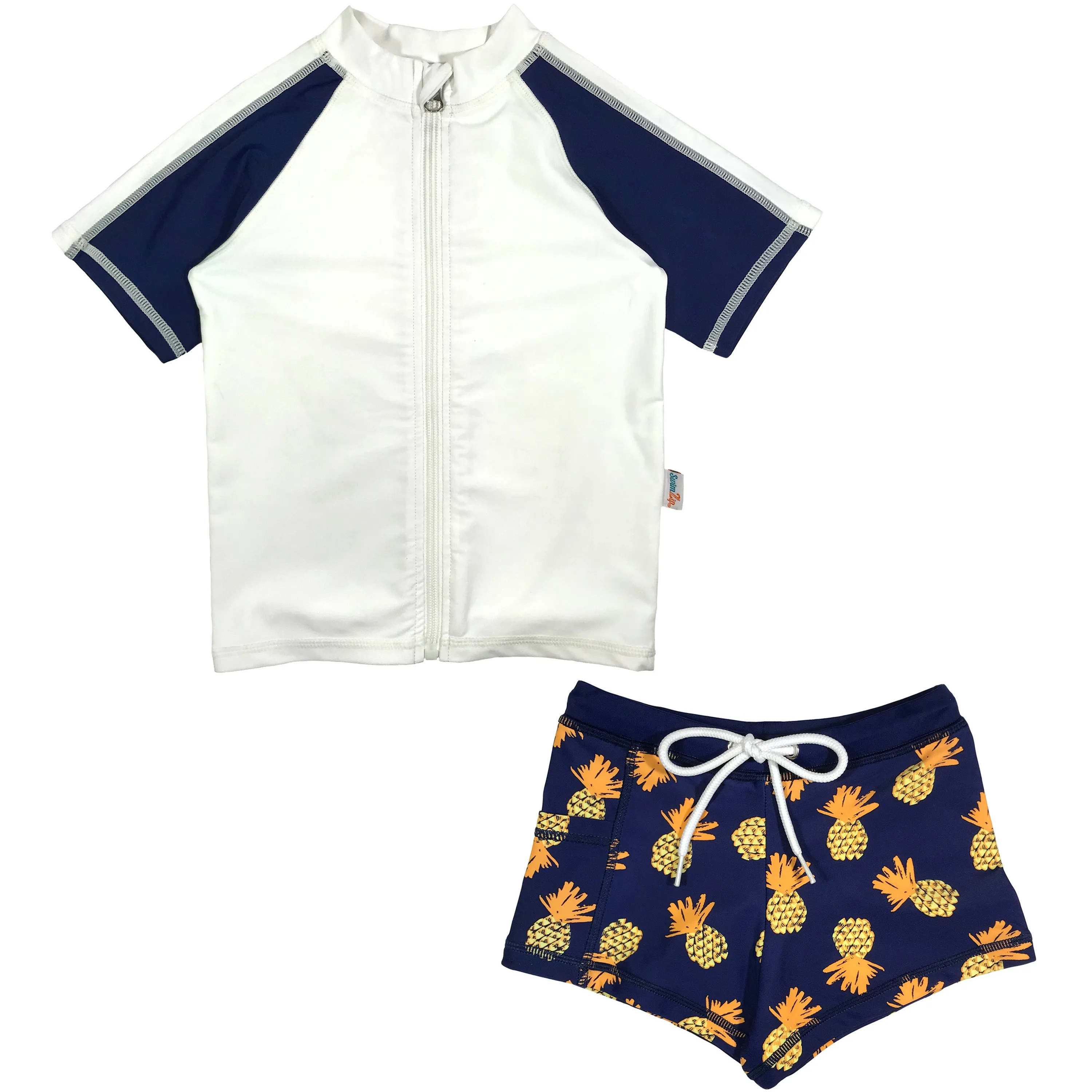 Kids Euro Shorties   Short Sleeve Rash Guard Set - Pineapple Dreams