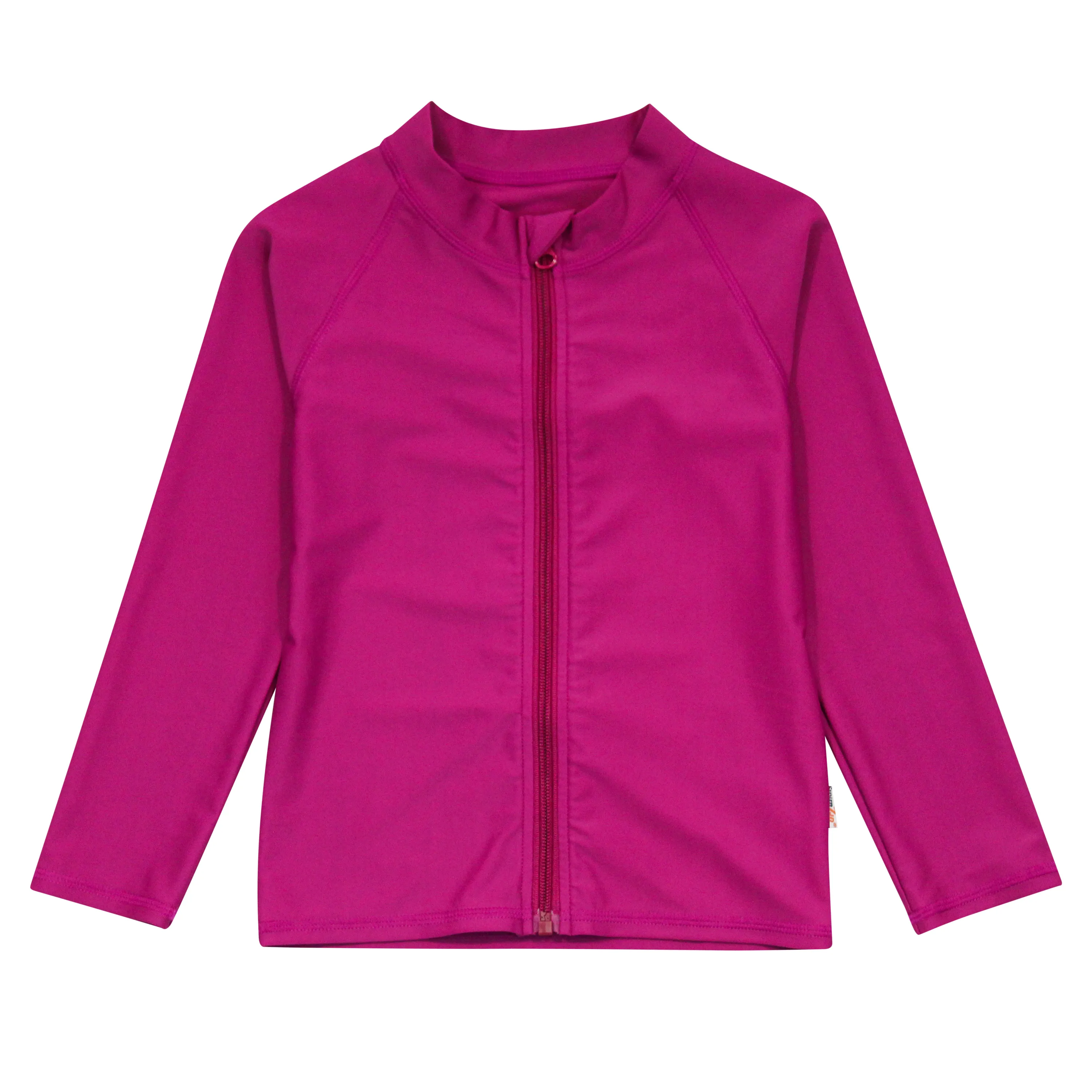 Kids UPF 50  Long Sleeve Zipper Rash Guard Swim Shirt | "Fuchsia”