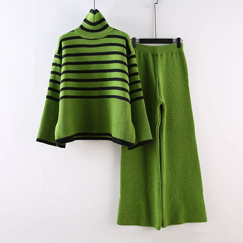 Knitted Raglan Sleeve Sweater and Pants Set