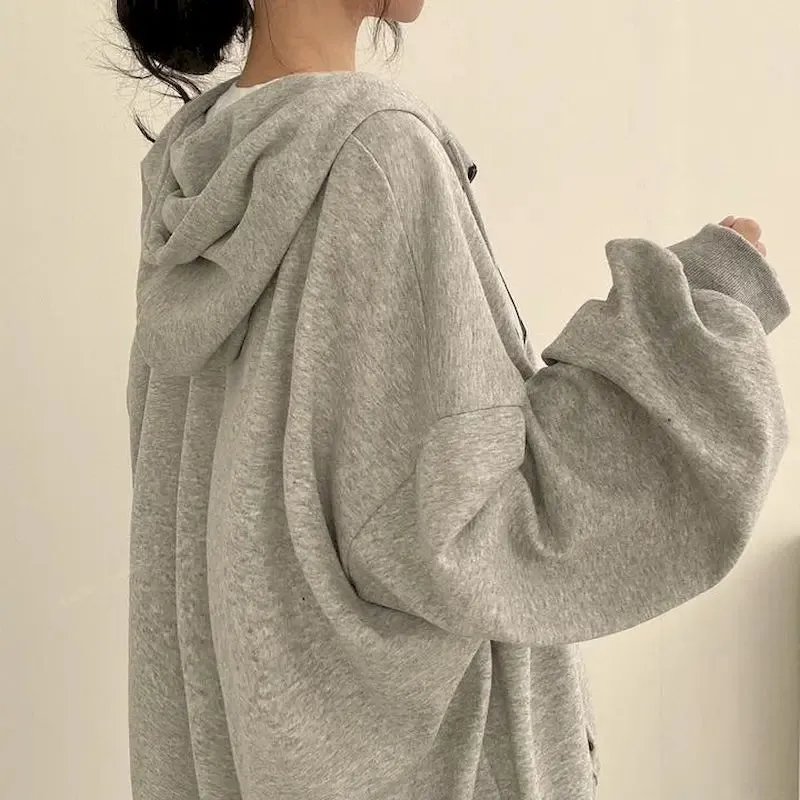 Korean Oversized Long Sleeve Casual Pullover Hoody with Harajuku Letter Print