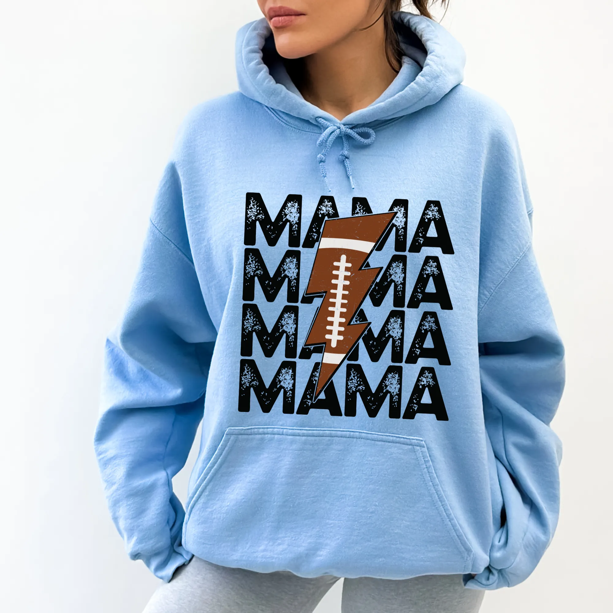 Lightning Bolt Football Mama Hoodie Sweatshirt