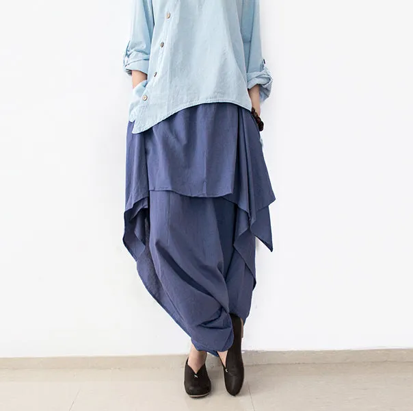 Linen Women  Crotch Pants With Wide Legs AMT96222