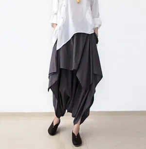 Linen Women  Crotch Pants With Wide Legs AMT96222