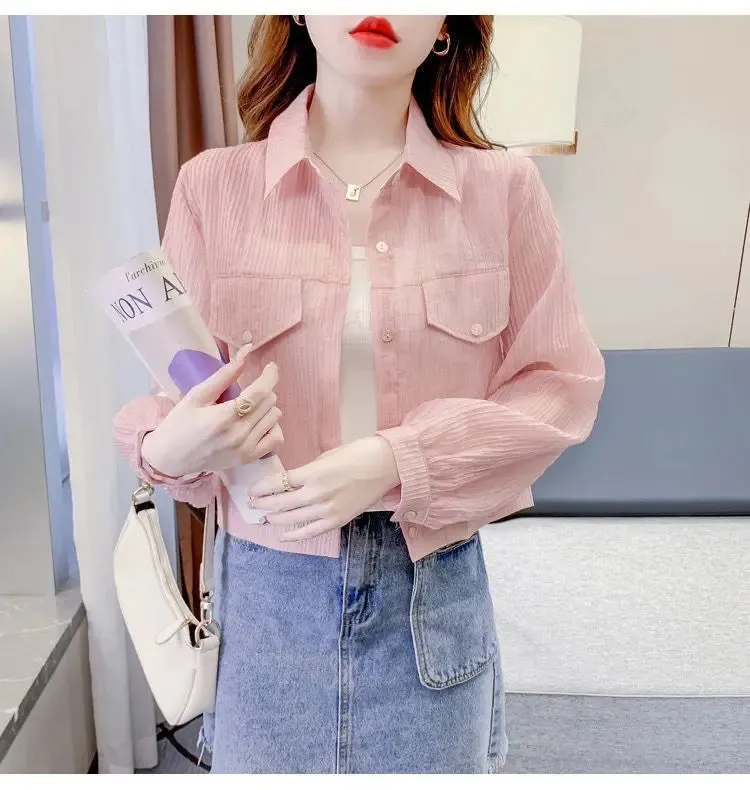 Loose Summer Short Chiffon Shirt For Women