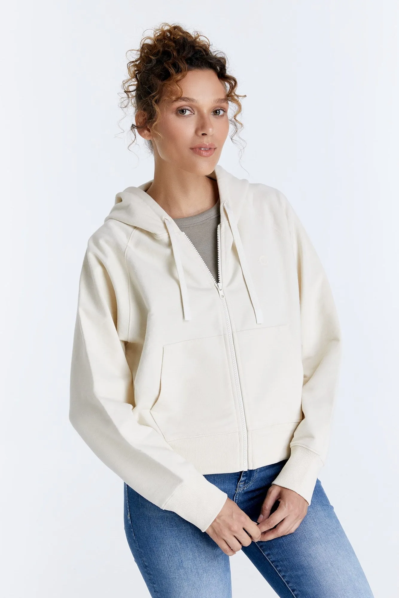 Maya Crew Neck Zipped Sweatshirt Off White