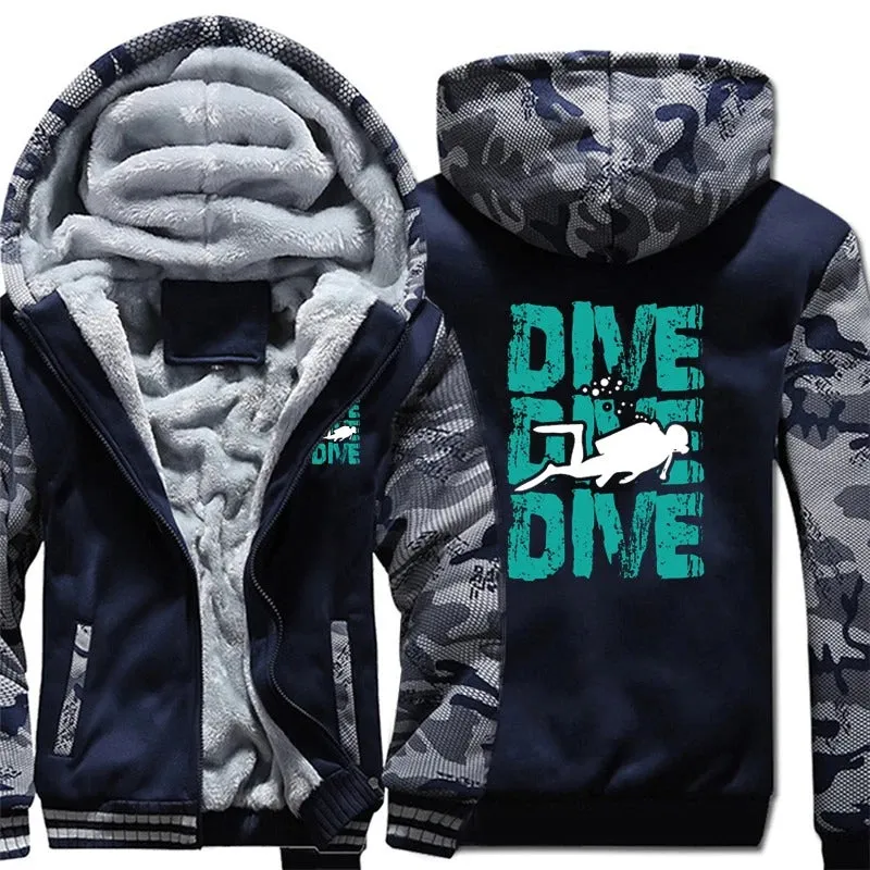 Men Hoodie: Dive, Dive Dive - Stylish & Warm Men's Scuba Jacket