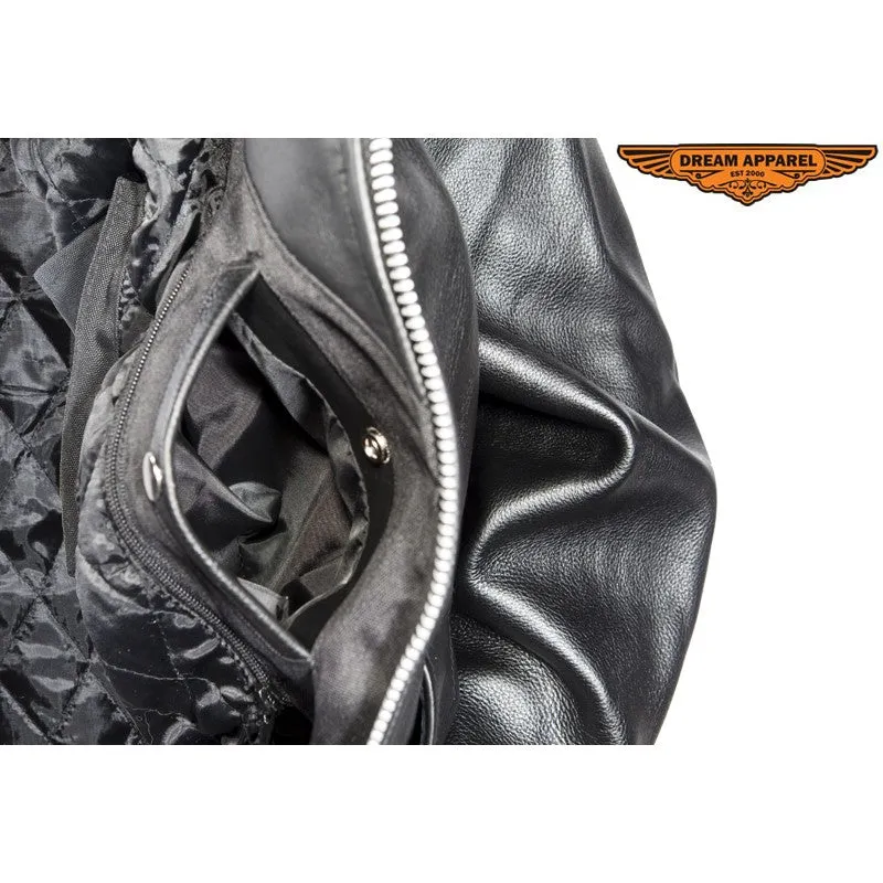 Mens Classic Style Motorcycle Jacket With Side Laces