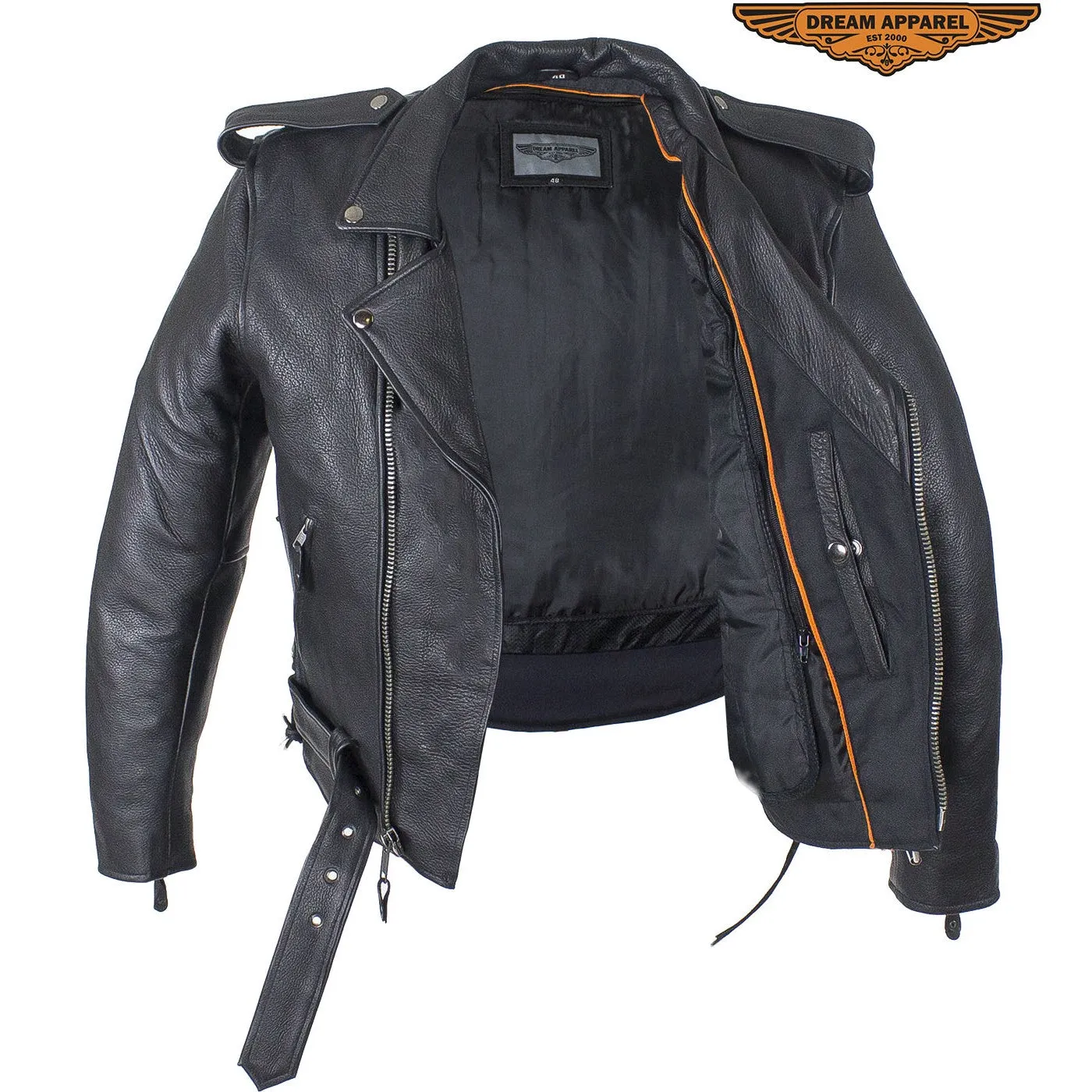 Mens Classic Style Motorcycle Jacket With Side Laces