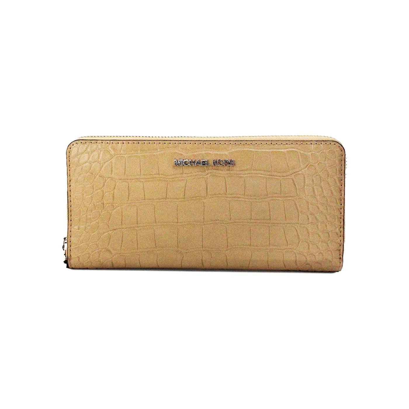 Michael Kors Jet Set Large Camel Animal Print Leather Continental Wrist Wallet