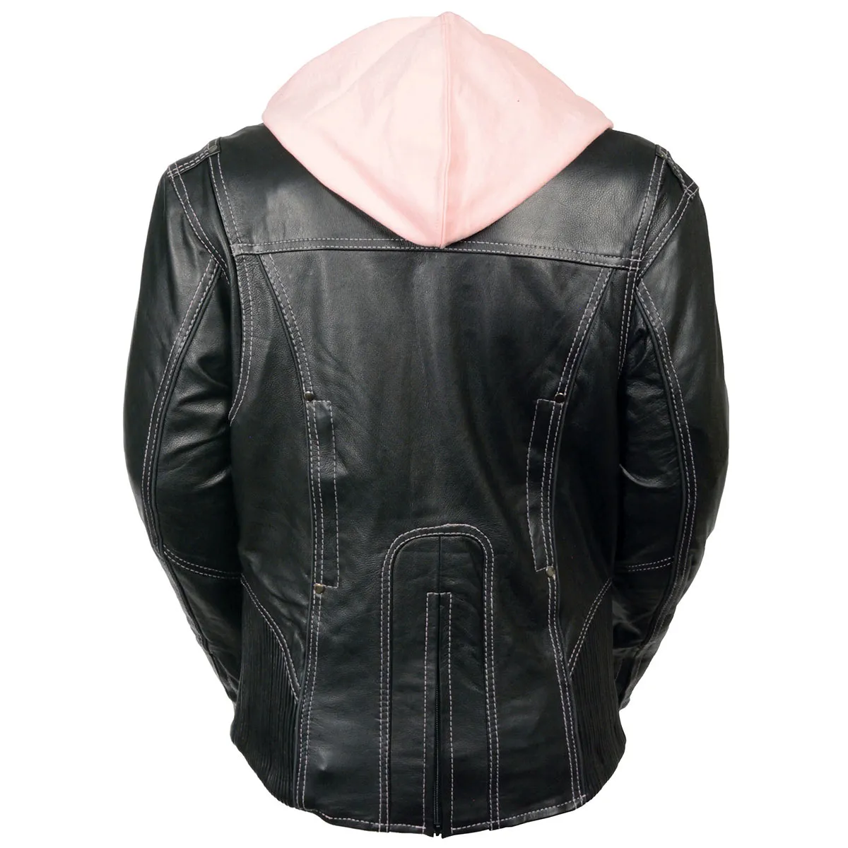 Milwaukee Leather ML2066 Women's 3/4 Black and Pink Leather Hoodie