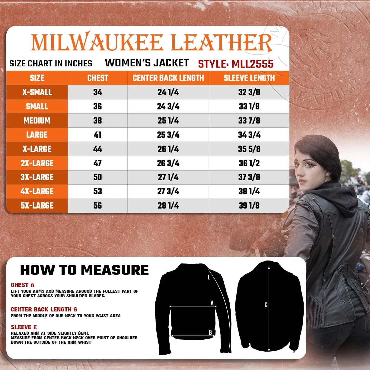 Milwaukee Leather MLL2555 Women's Black 3/4 Hooded Leather Jacket with