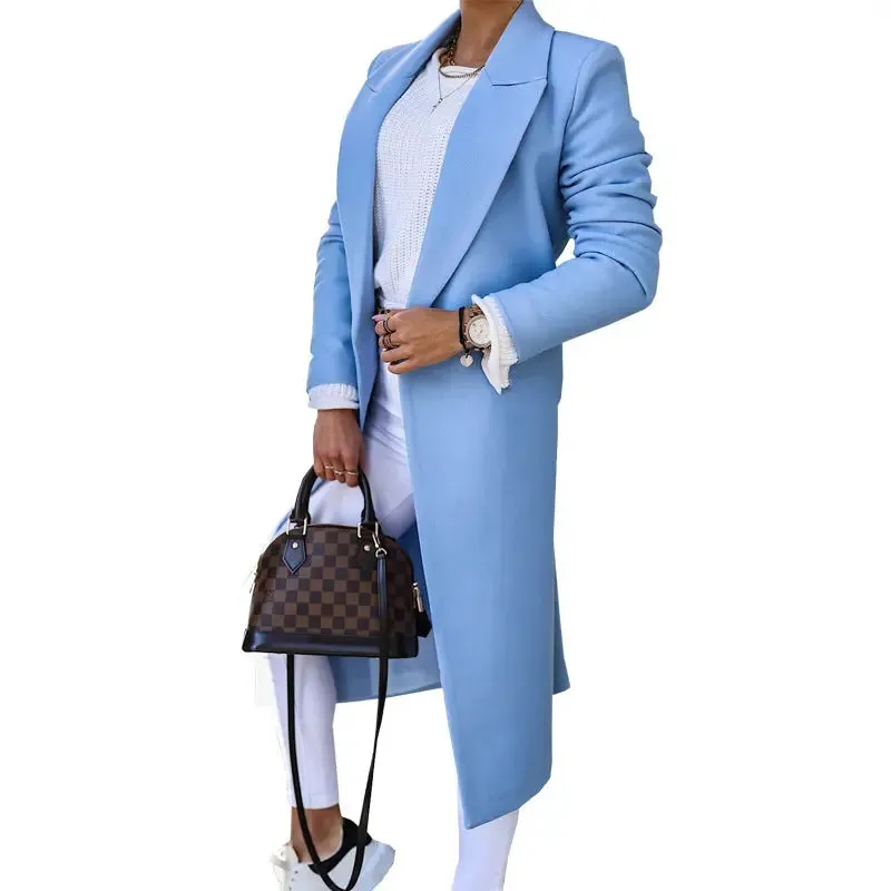 Minimalist Long Sleeve Lapel Button Split Coat