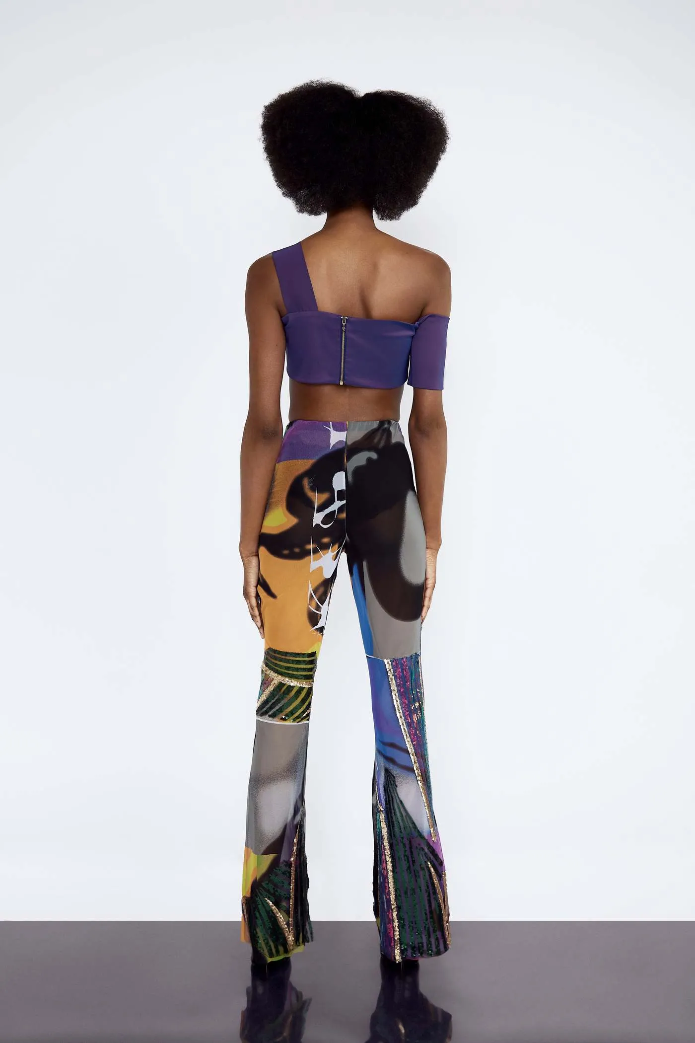 Multicolour Embroidery Flare Trousers