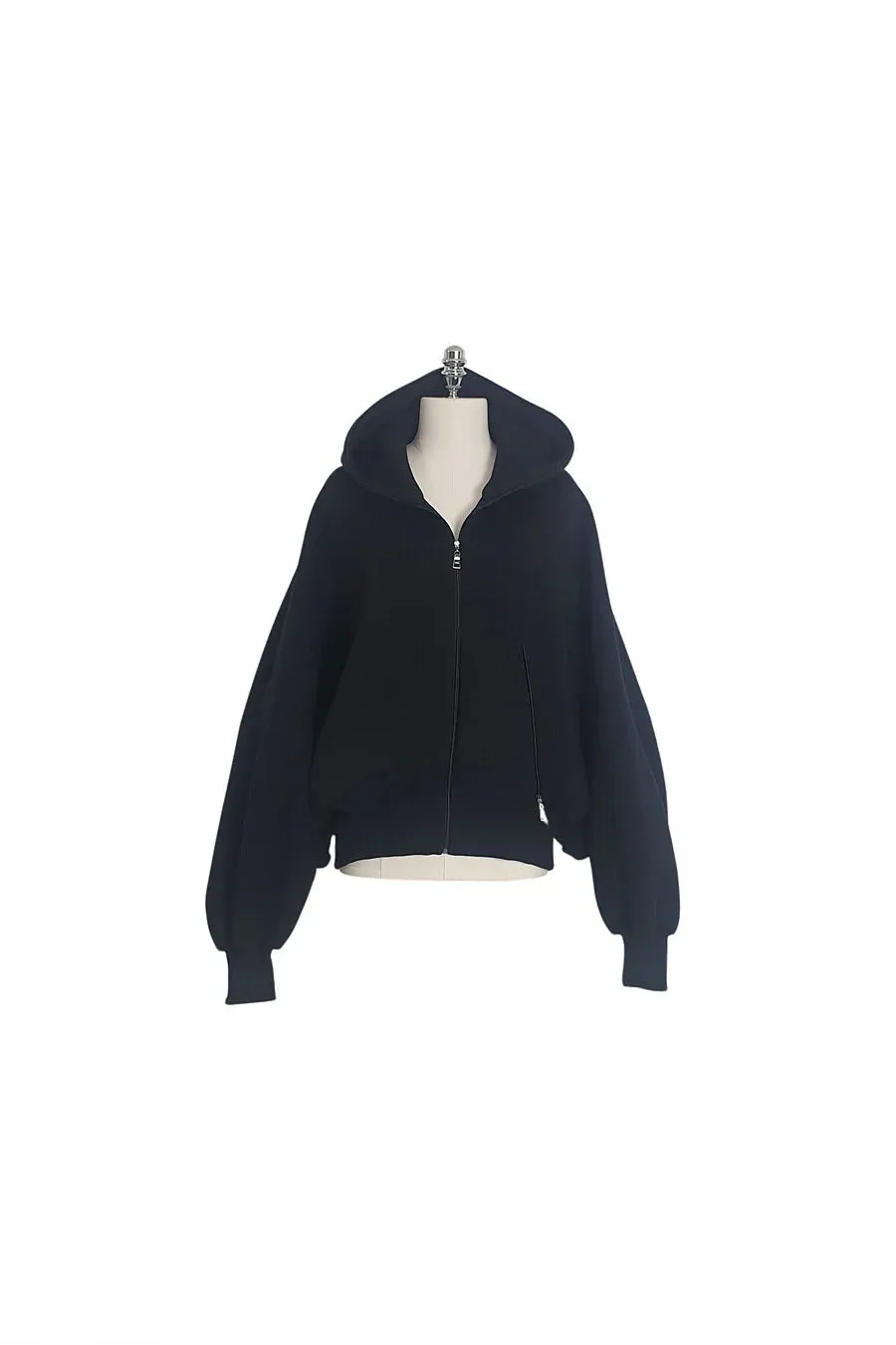 Neoprene Zip-Up Hoodie Cardigan Black