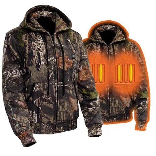 Nexgen Heat NXM1776SET Men's Camouflaged Heated Zipper Hoodies - Warming Camo Hoodie for Hunting w/ Battery