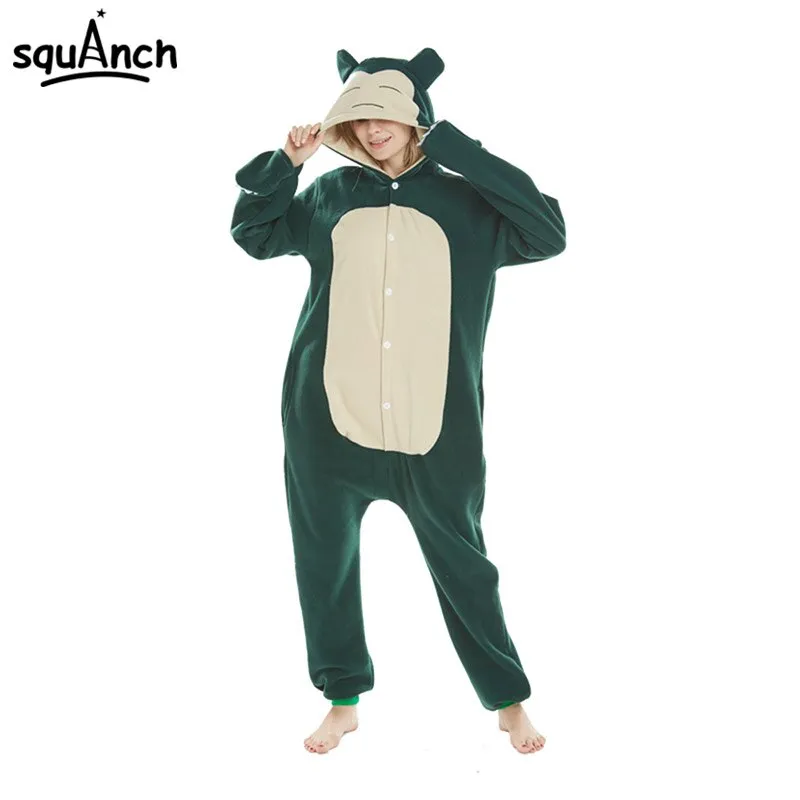 Onesie Kigurumis with Slippers Green Pajama Cartoon Suit Polar Fleece Thin Overalls Funny Cool Homewear Sleepwear Unisex