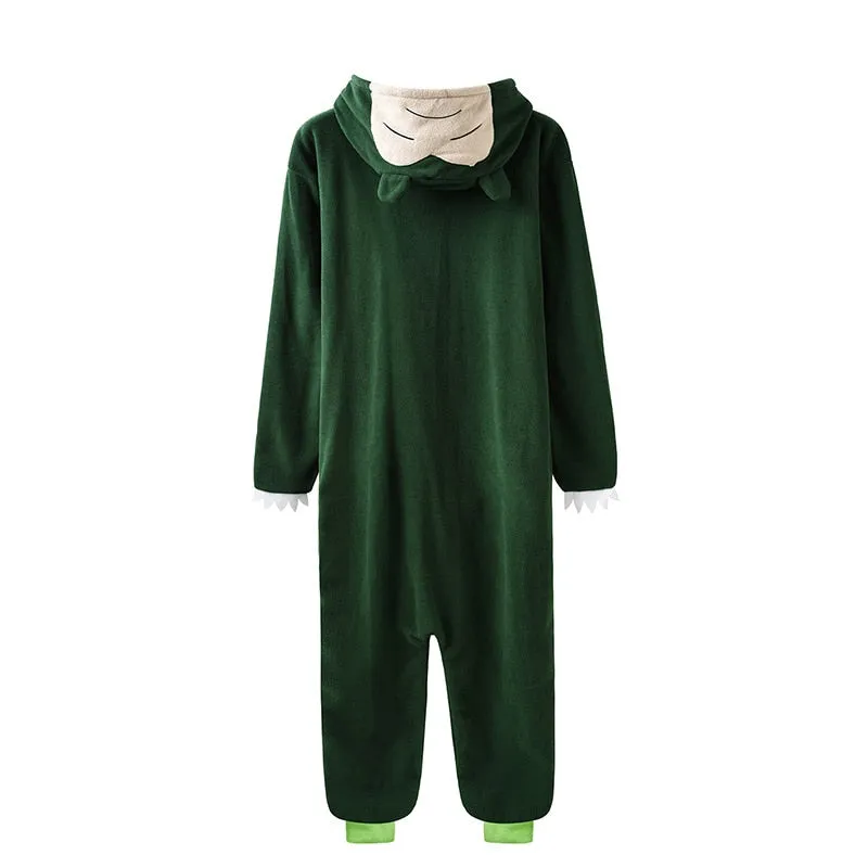 Onesie Kigurumis with Slippers Green Pajama Cartoon Suit Polar Fleece Thin Overalls Funny Cool Homewear Sleepwear Unisex