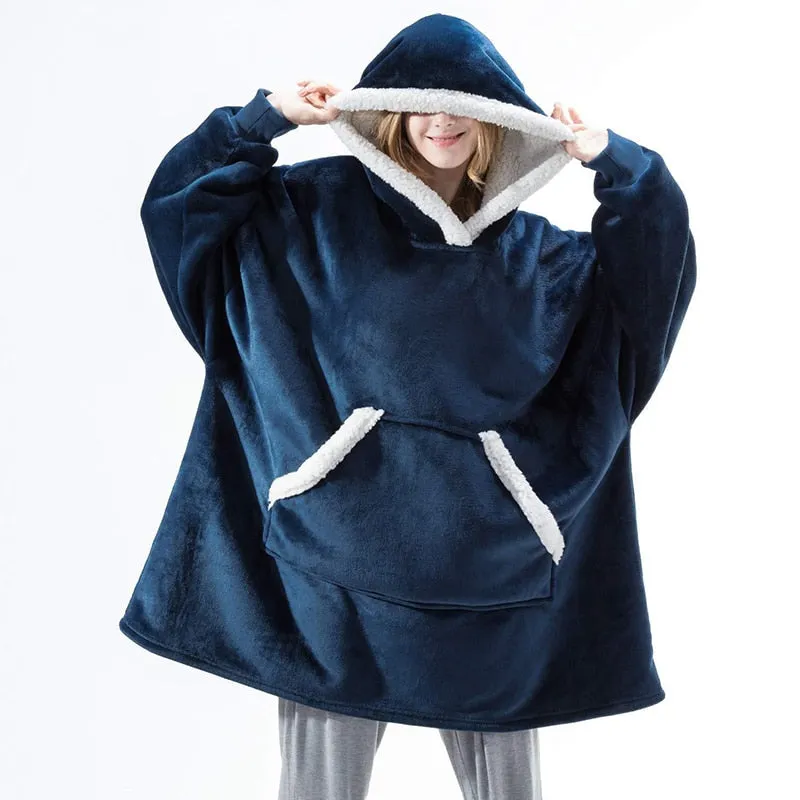 Oversized Hoodies Sweatshirt Women Winter Hoodies Fleece Giant TV Blanket With Sleeves Pullover Oversize Women Hoody Sweatshirts