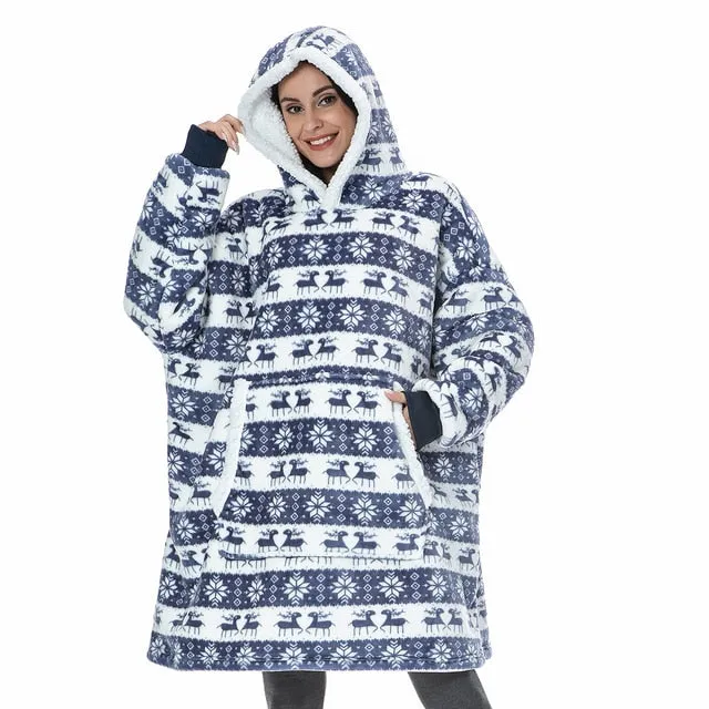 Oversized Hoodies Sweatshirt Women Winter Hoodies Fleece Giant TV Blanket With Sleeves Pullover Oversize Women Hoody Sweatshirts